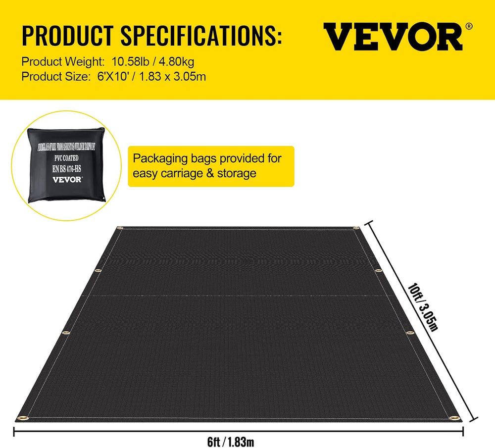 VEVOR Fire Blankets, 2 Pack Welding Blankets, 6' x 10' Fire Suppressi...