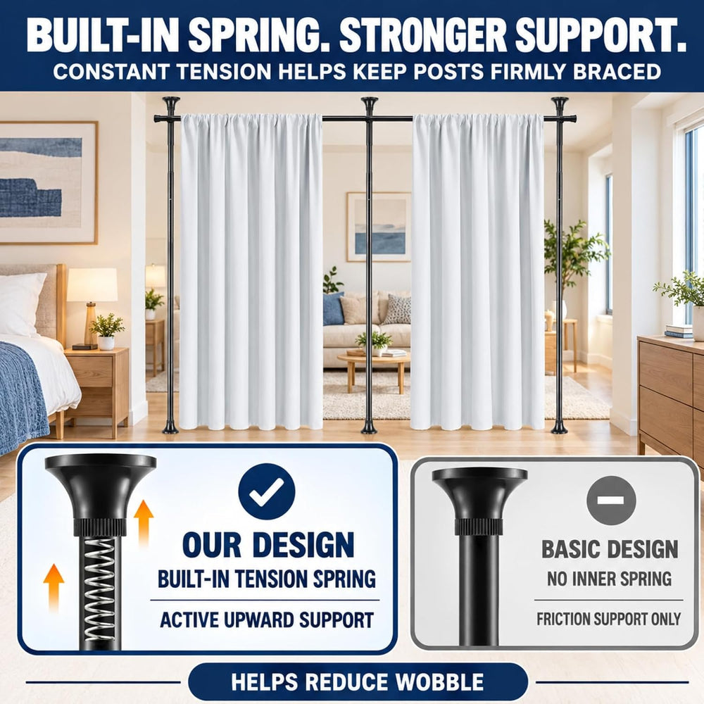 Room Divider Curtain Rod, 48-120 x 28-144" Adjustable, Heavy Duty,No-Drill