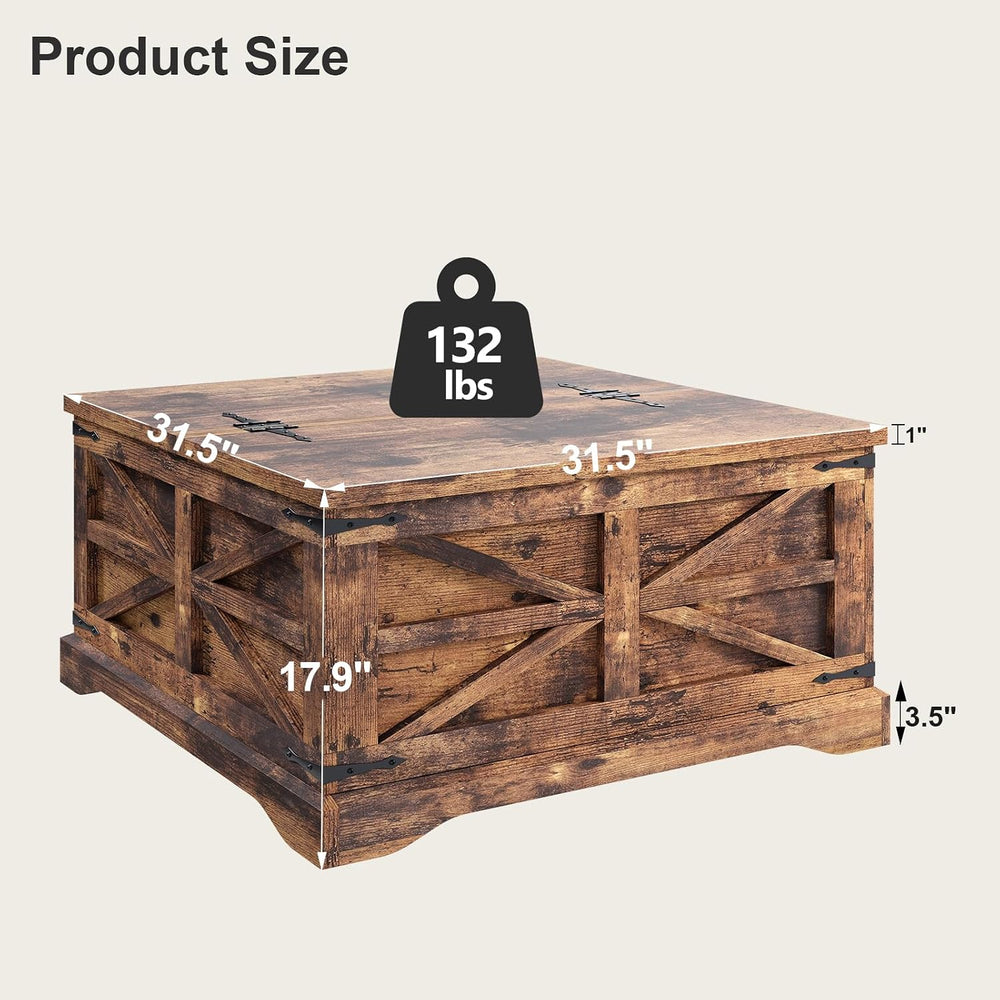 MXV Farmhouse Coffee Table with Storage, Square Coffee Tables for Living Room...