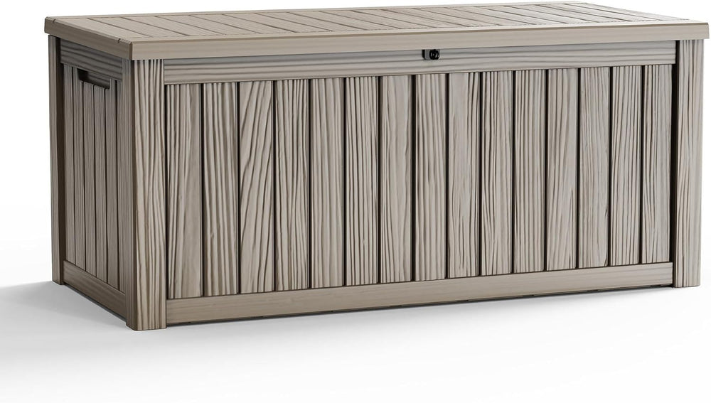 150 Gallon Outdoor Deck Box, Resin Waterproof Storage Box With Lockable Lid, ...