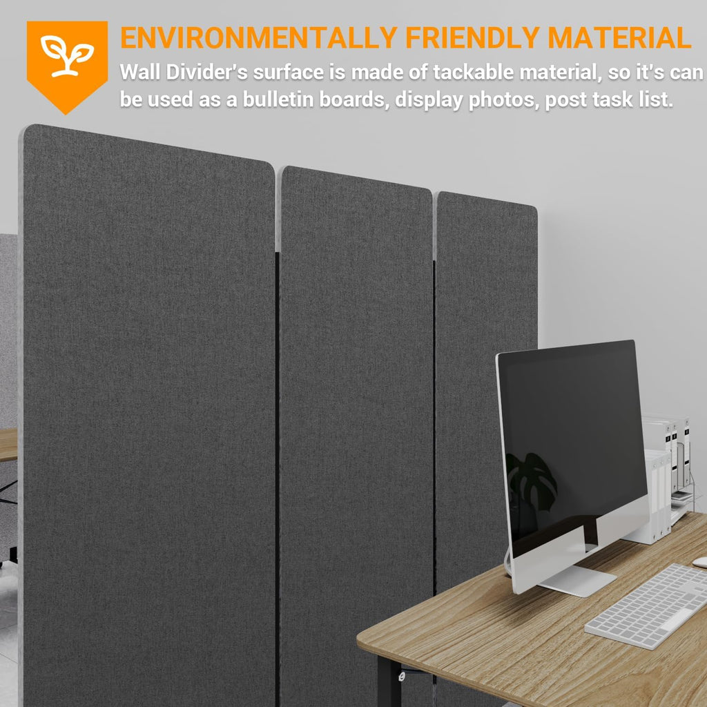 3 Panel Soundproof Room Divider, Portable Acoustic Office Divider