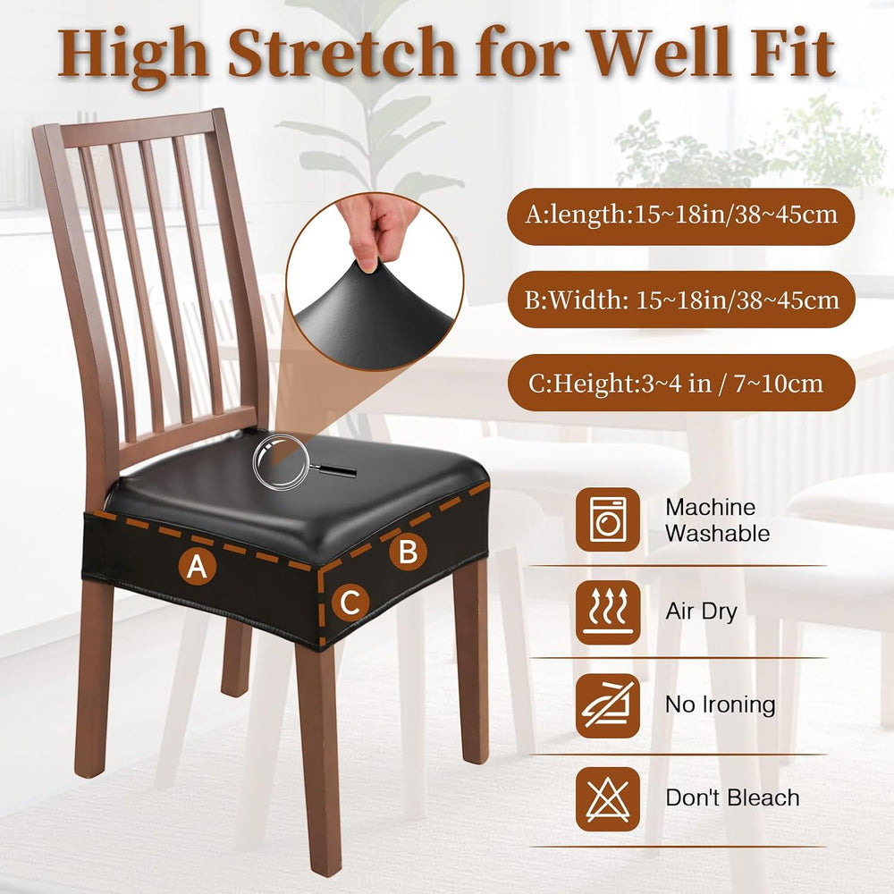 Waterproof Dining Chair Seat Covers Leather Kitchen Seat Covers, Stain Resist...