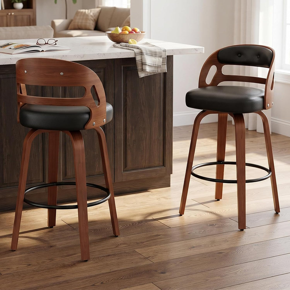 26 Inch Swivel Bar Stools Set of 2, Upholstered Bar Chairs for Kitchen Island...