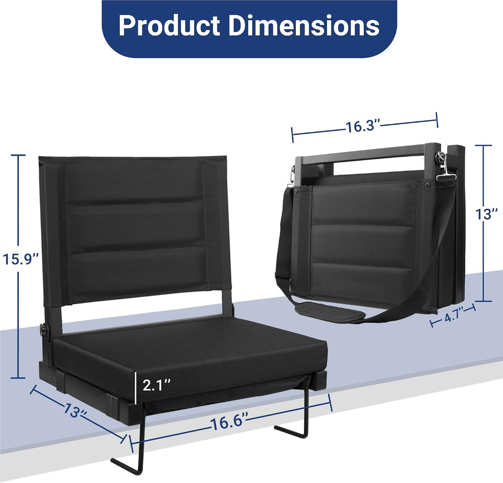 Stadium Seat for Bleachers with Back Support and Thick Padded Cushion