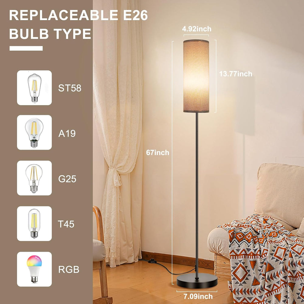 FRIDEKO HOME Floor Lamp, 9W 800LM Smart Bulb, Tall Corner Lamp, Gray Shade