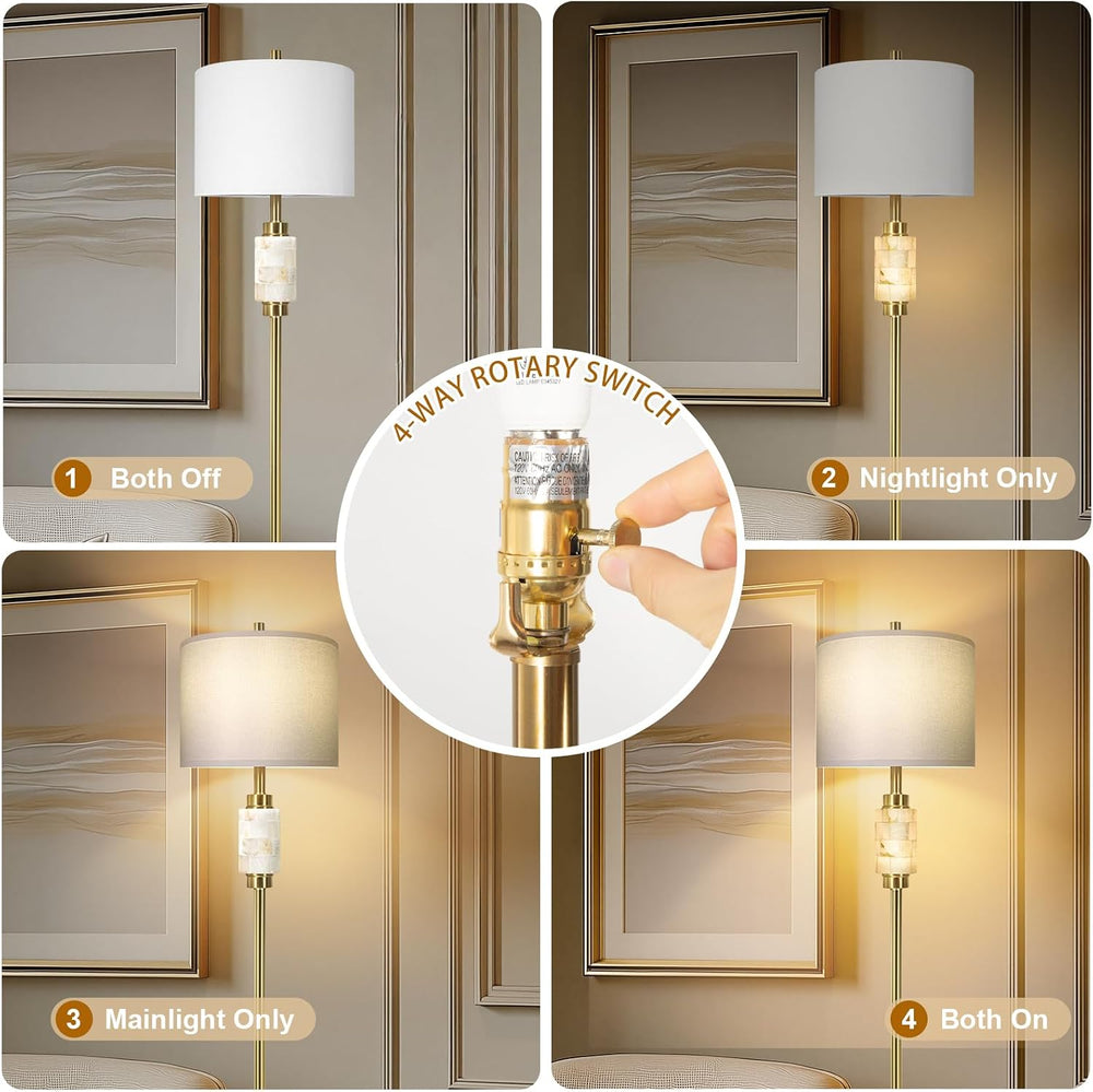 KIVDITZO Alabaster Floor Lamps for Living Room with Night Light
