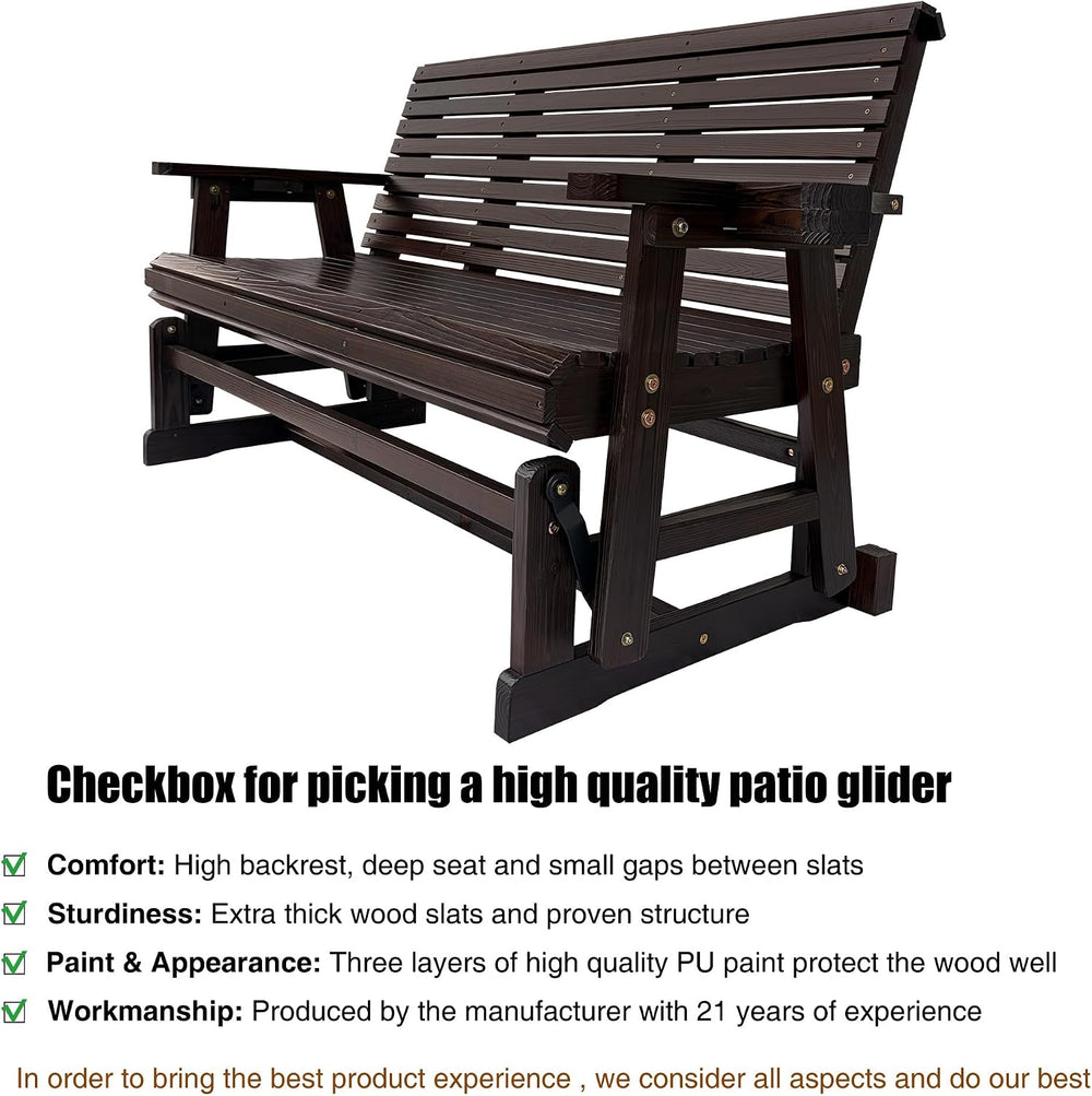 Fortune Candy Patio Glider with Cup Holders, Chocolate Tone, 3-Seater
