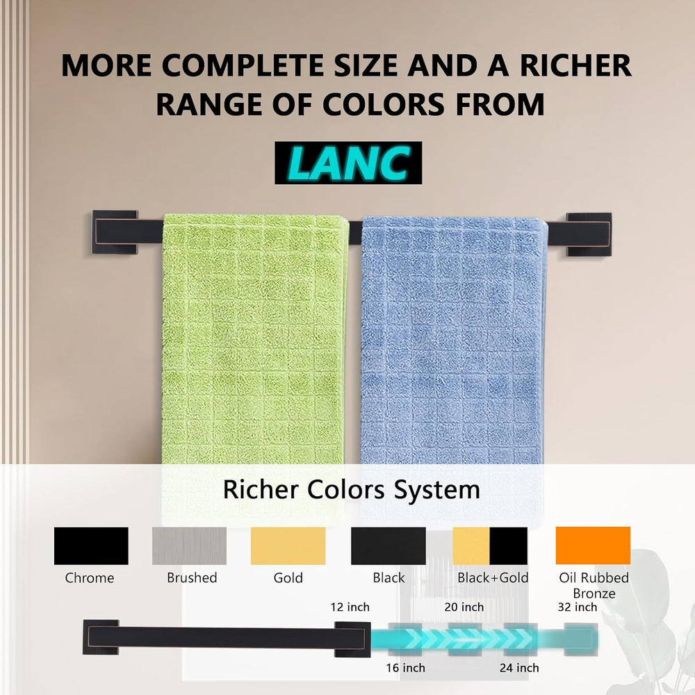 LANC ORB 24-Inch Towel Bar for Bathroom Kitchen Square Towel Rack, Total-26 O...