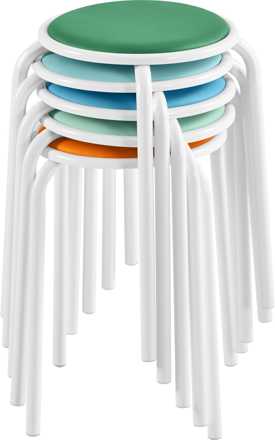 Yaheetech Padded Stackable Stools Set of 5, Classroom Seating, Pastel Tones
