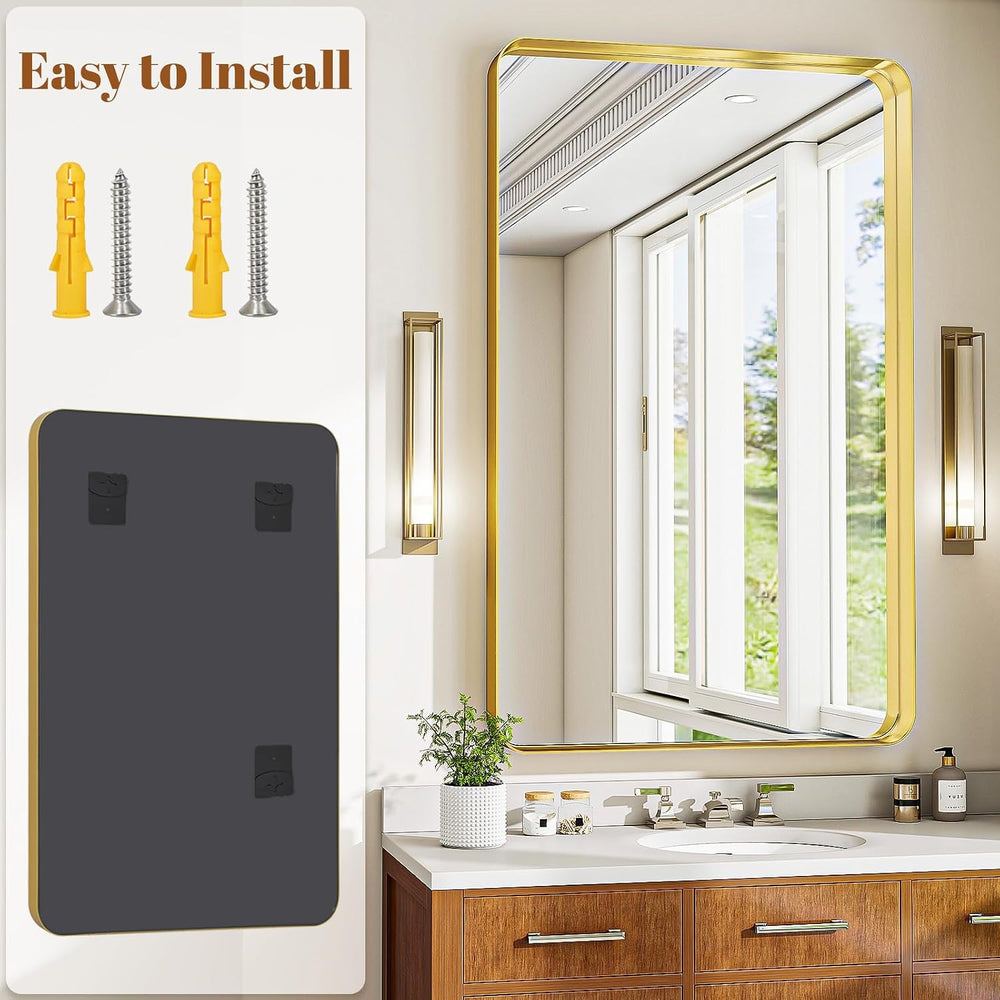 Bathroom Mirrors for Over Sink 30 x 48 Inch Gold