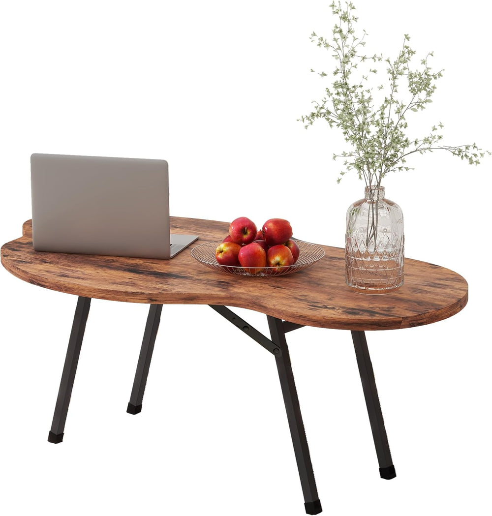 Foldable Coffee Table Cloud Shape Portable for Small Spaces,Rustic Brown
