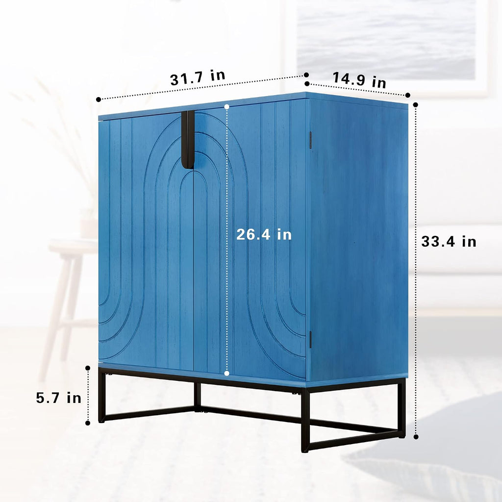 HLR Sideboard Buffet Cabinet with Storage, Modern Accent Cabinet Adjustable Shelves Wooden Storage Cabinets for Kitchen, Dining Room, Living Room, Coffee Bar, Garage, Entryway, Antique Blue