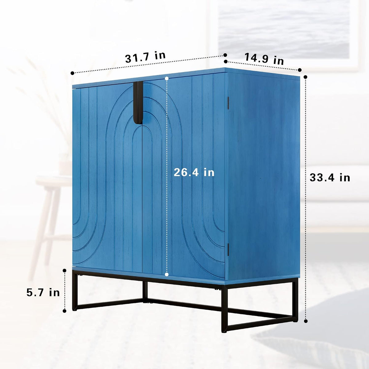 HLR Sideboard Buffet Cabinet with Storage, Modern Accent Cabinet Adjustable Shelves Wooden Storage Cabinets for Kitchen, Dining Room, Living Room, Coffee Bar, Garage, Entryway, Antique Blue
