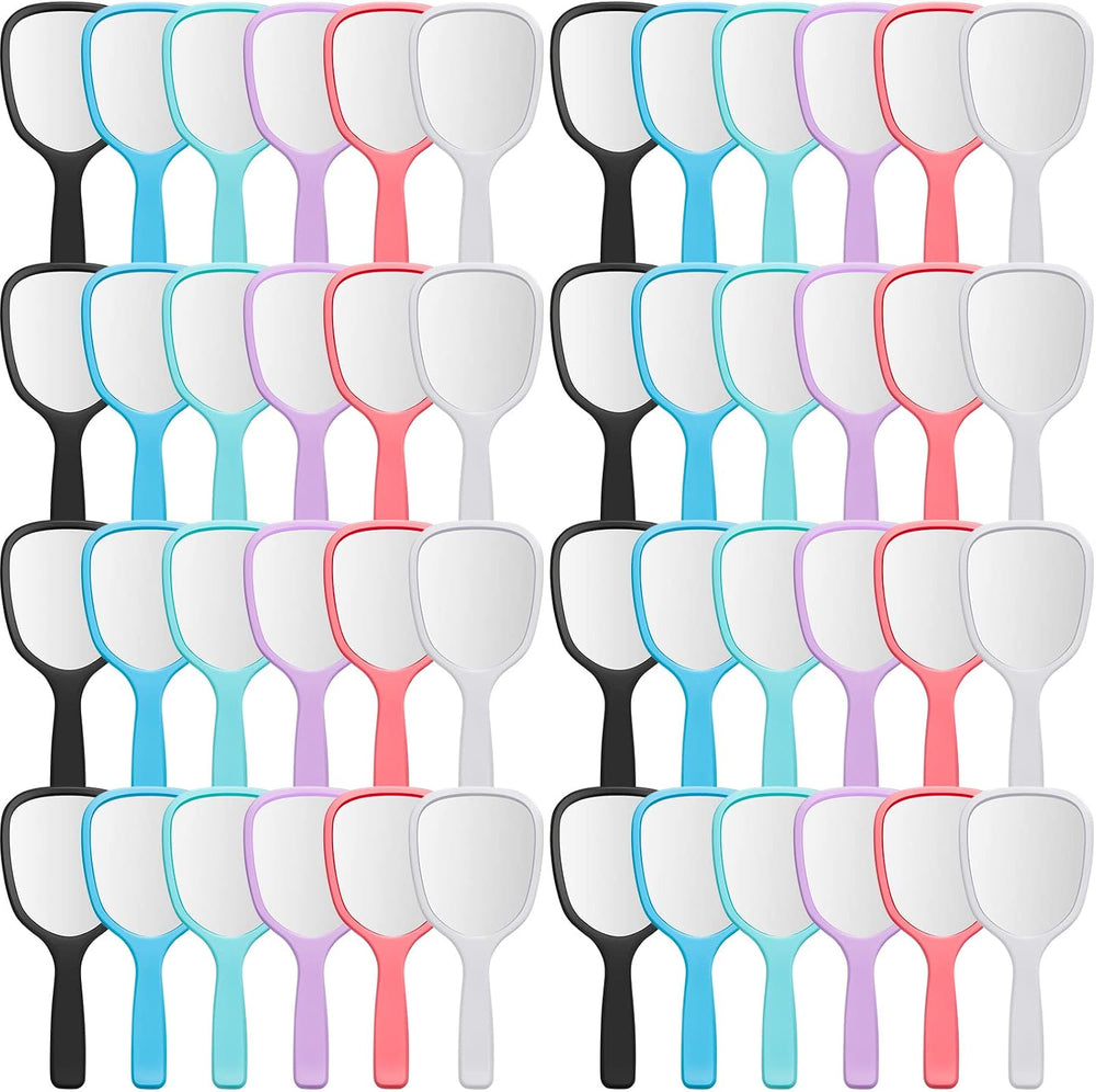 Vinsot 50 Pcs Handheld Mirror Bulk Small Hand Mirrors with Handle, 6 Colors
