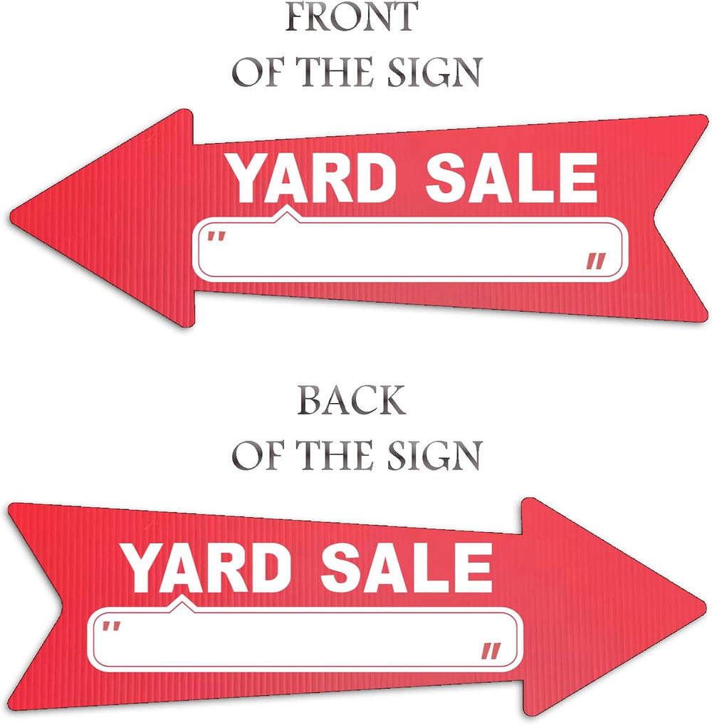 10 Pack Large Size Yard Sale Red Arrow Signs With Stakes - 23 x 7.2 in Double...