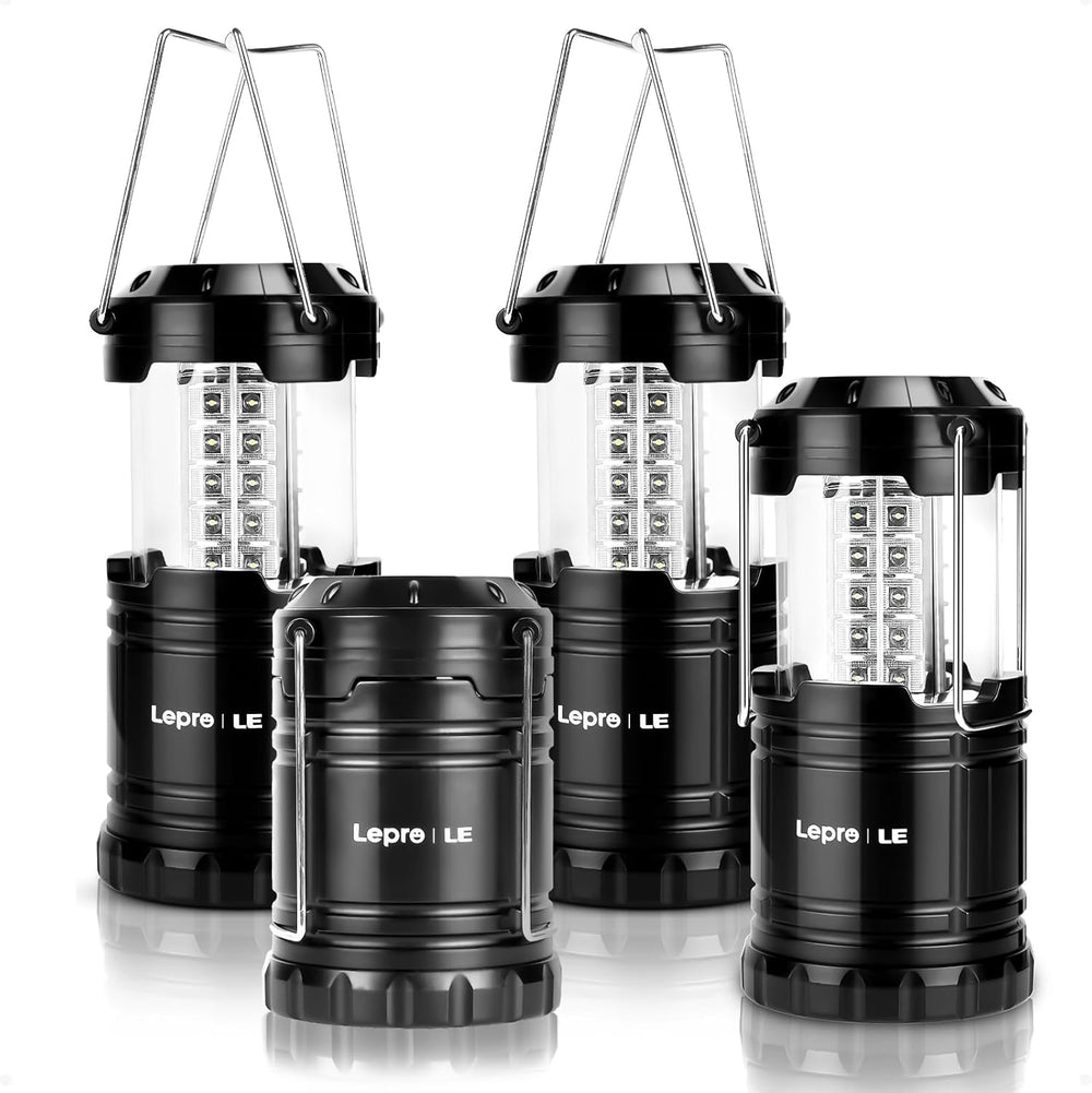 Lepro LED Camping Lanterns, 4 Pack, Collapsible, IPX4 Water Resistant