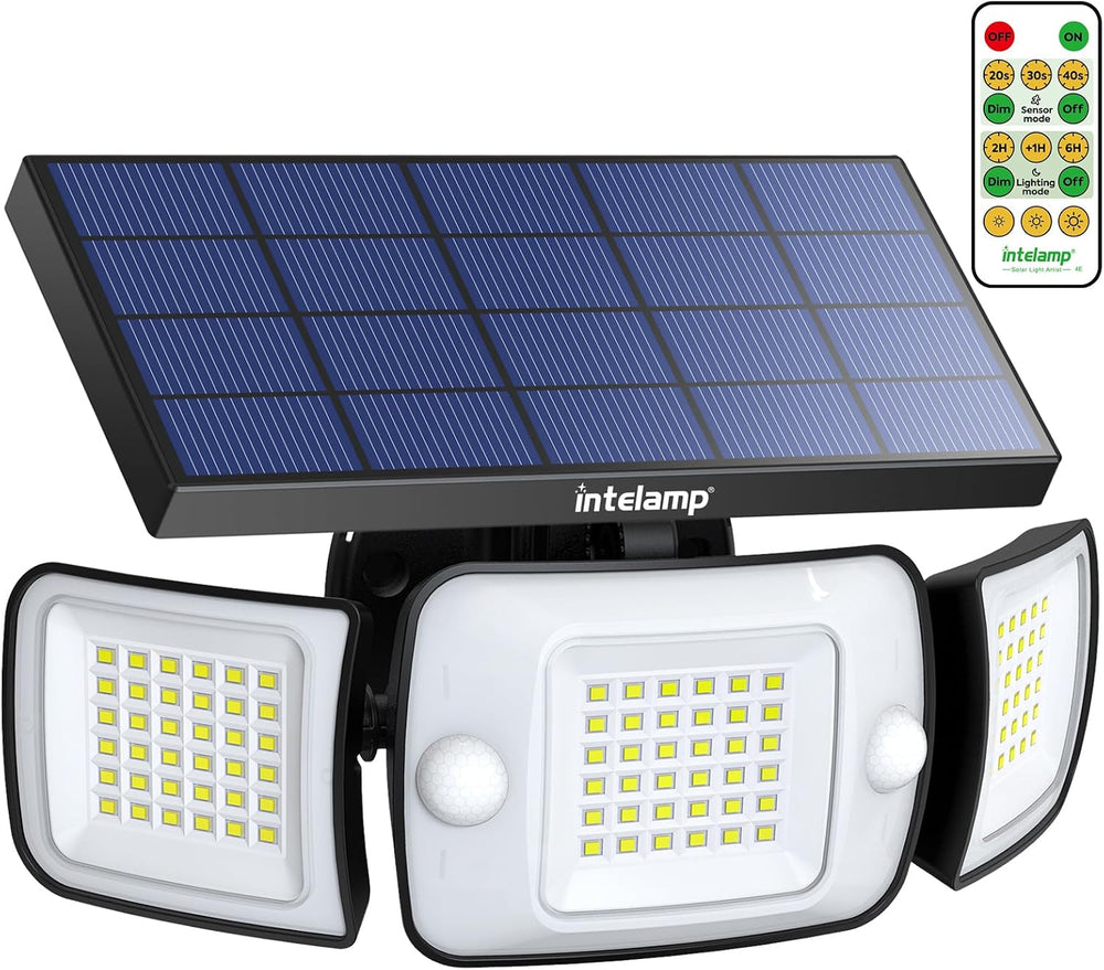 intelamp Outdoor Solar Flood Lights Waterproof Dual Motion Sensor 180°