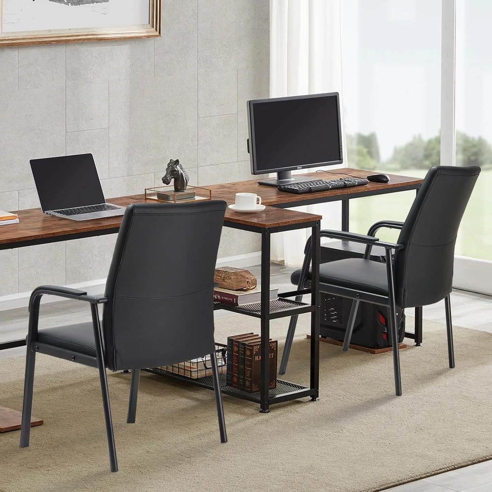 Leather Office Reception Guest Chair with Padded Armrests 600 lb.