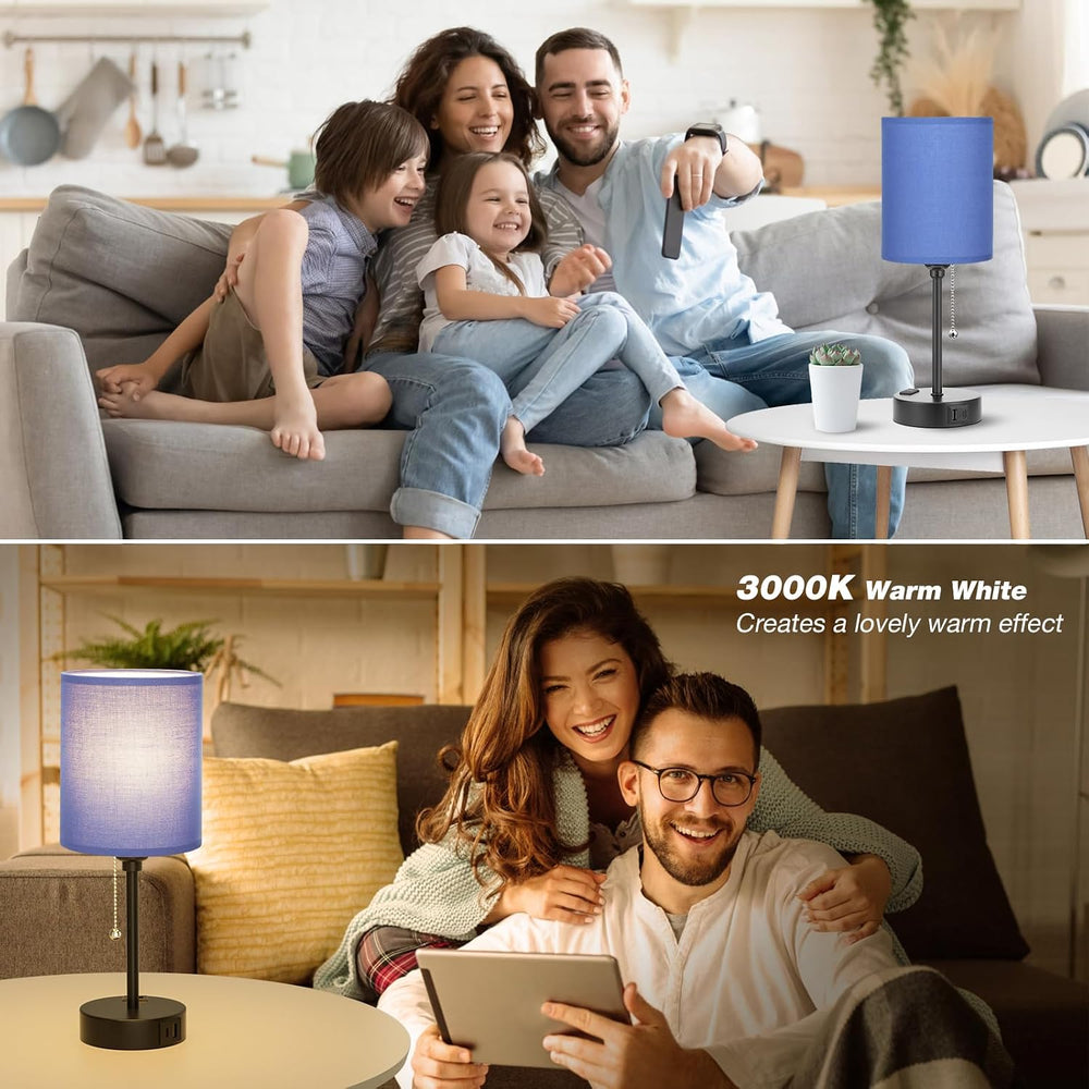 Small Bedside Table Lamp for Bedroom - Desk Lamp with USB Ports for Dorm