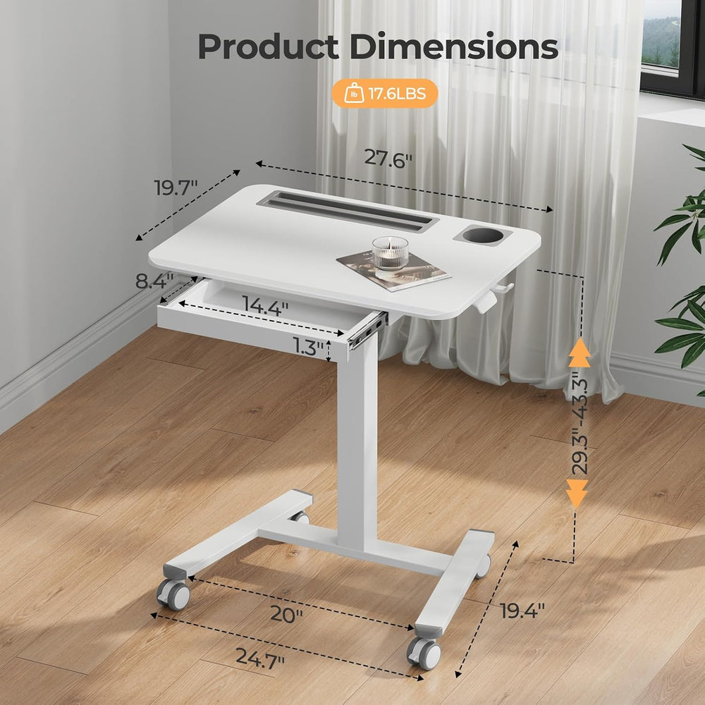 28" Mobile Standing Desk with Drawer, Portable Laptop Desk
