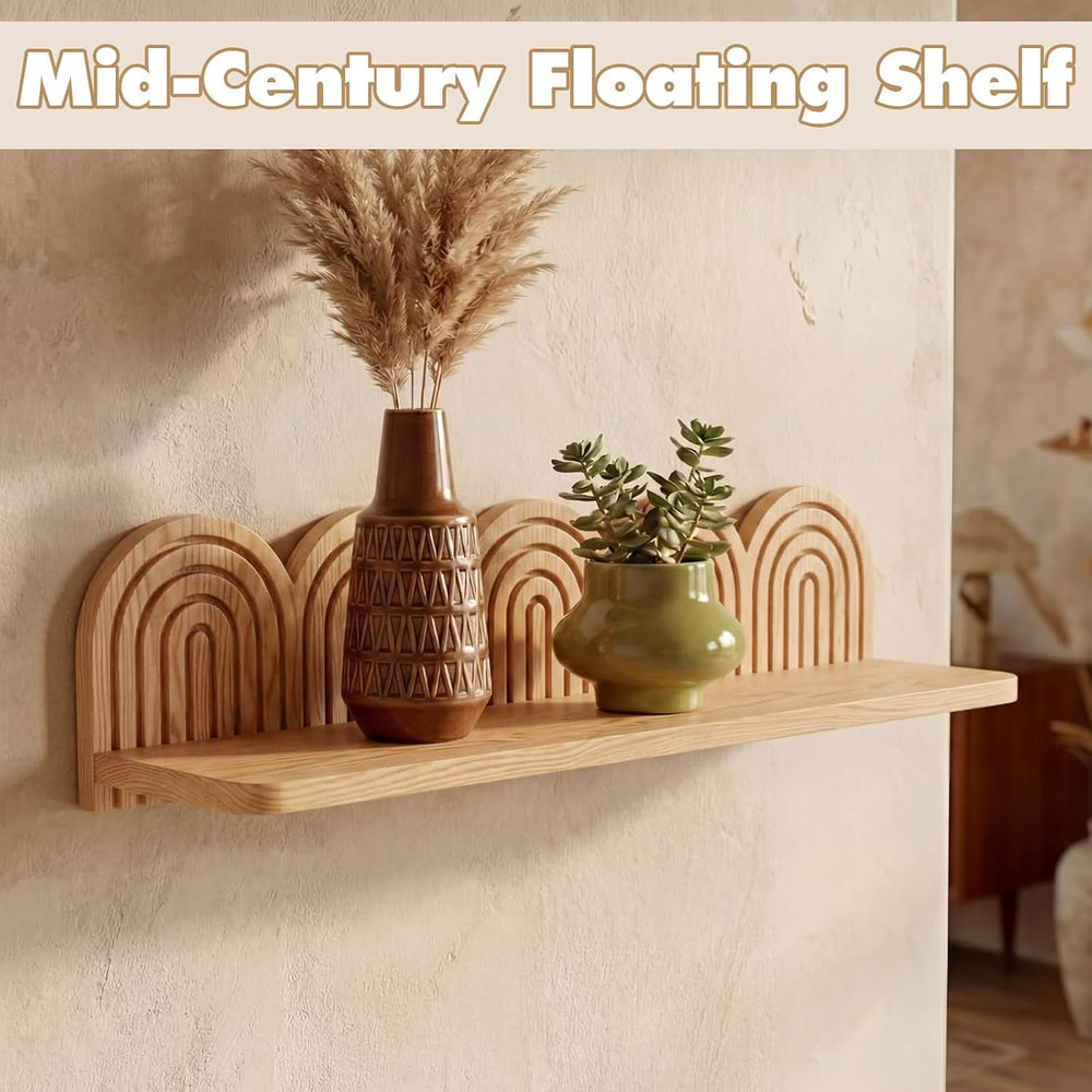 Briwooody Mid Century Floating Shelves Boho Wall Art Modern Rainbow Arch