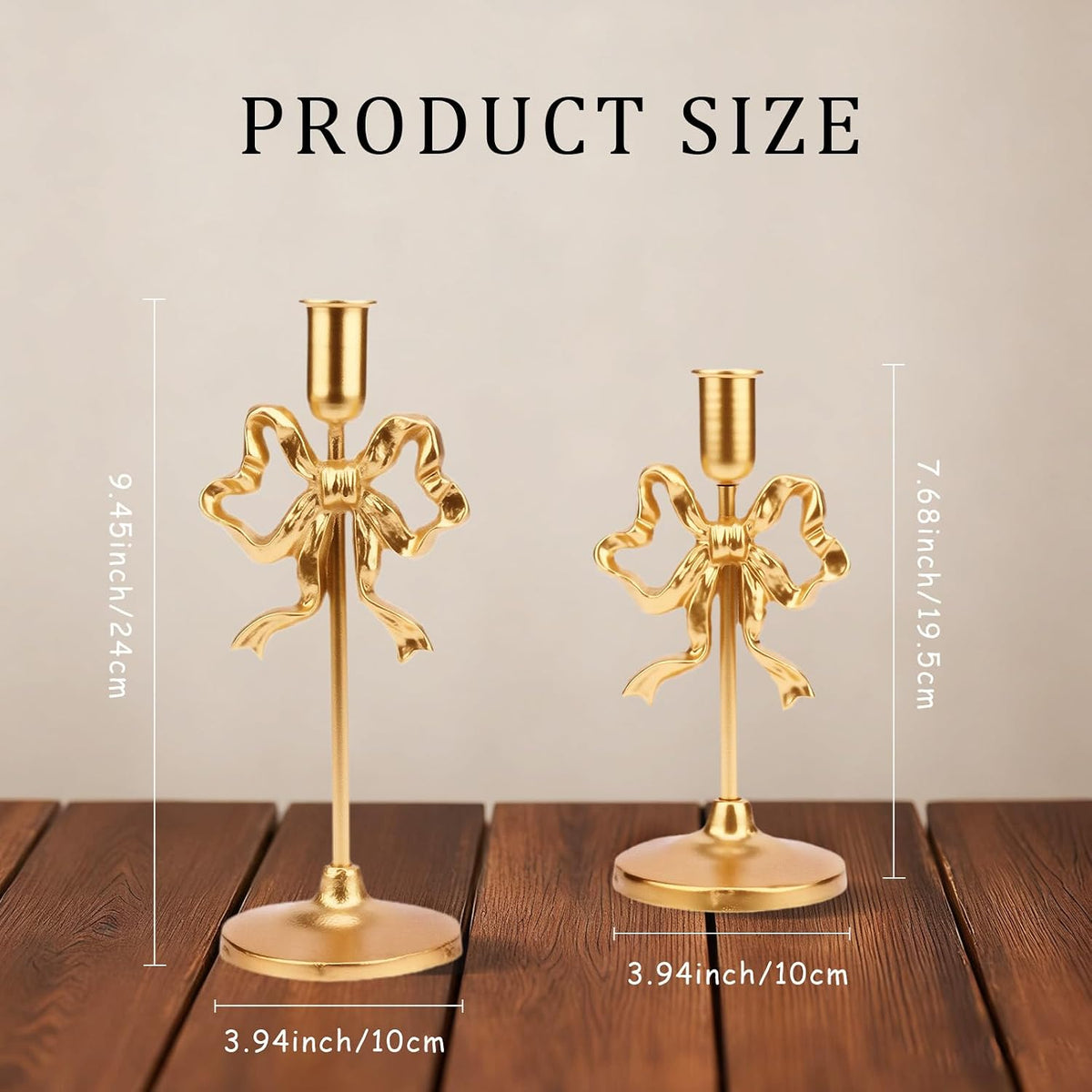 Gold Bow Tie Candle Holders, Vintage Brass Candlestick Holders for Pillar Candles, Halloween & Christmas Table Decor, Gothic Centerpiece for Dining Table, Housewarming Gifts