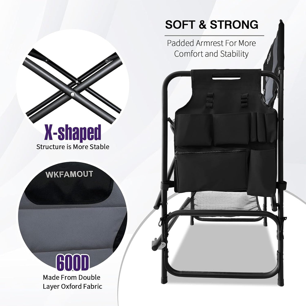 Tall Folding Directors Chair with Side Table 30.71" Seat Height Foldable...