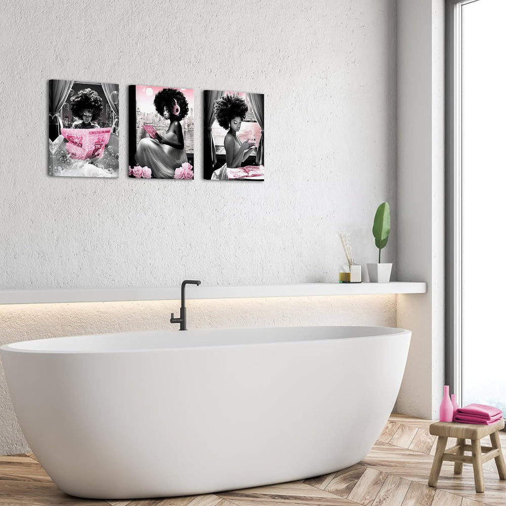 Apicoture Black Girl Wall Art Black and Pink Wall Art African American Women ...