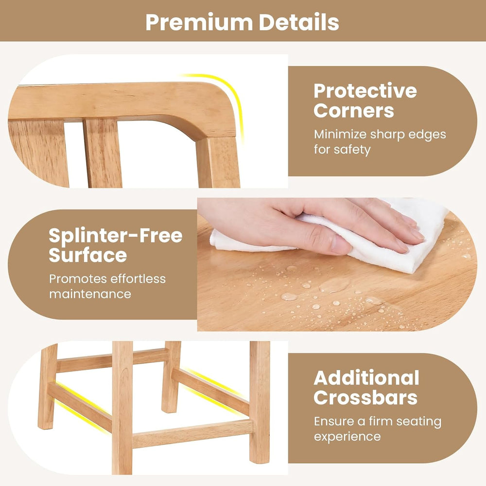 GIANTEX Wood Dining Chairs Set of 4, Natural Wooden Style,Hollowed Backrest