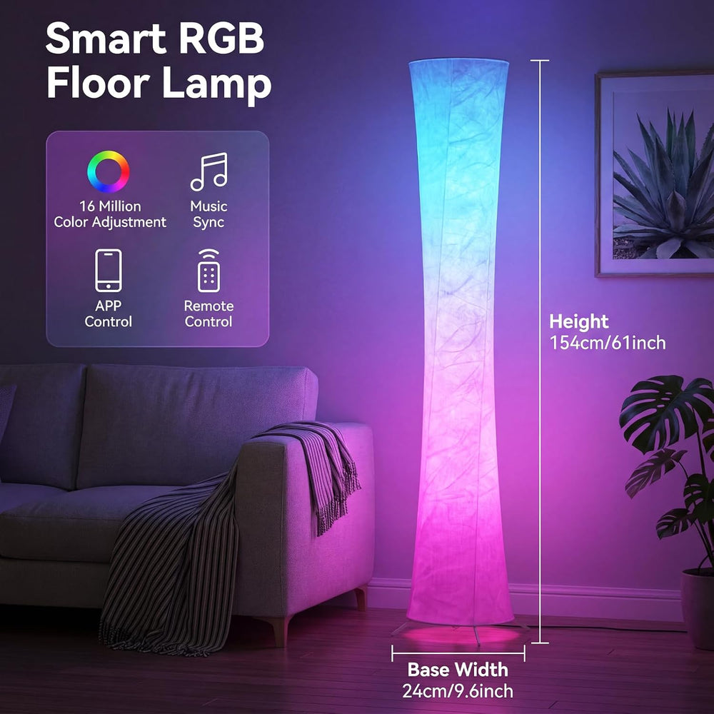 Bright LED RGB Corner Floor Lamp with App & Remote, Music Sync, Round