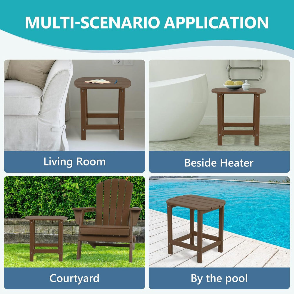 Plawdlik HDPE Outdoor Table, All Weather Adirondack Side Table, Coffee