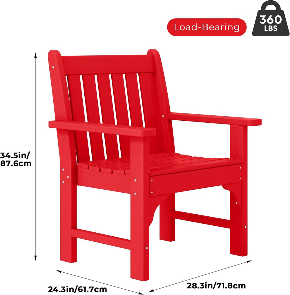 Costaelm Outdoor Dining Arm Chair, Patio HDPE Garden Dining Table Chair, Poly...