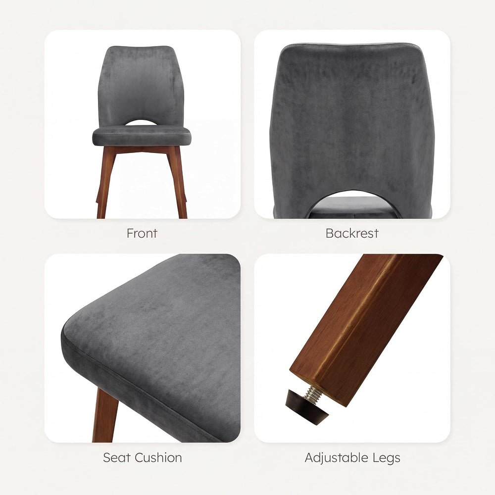 Dining Chairs Set of 4, Upholstered Kitchen Chairs, Grey