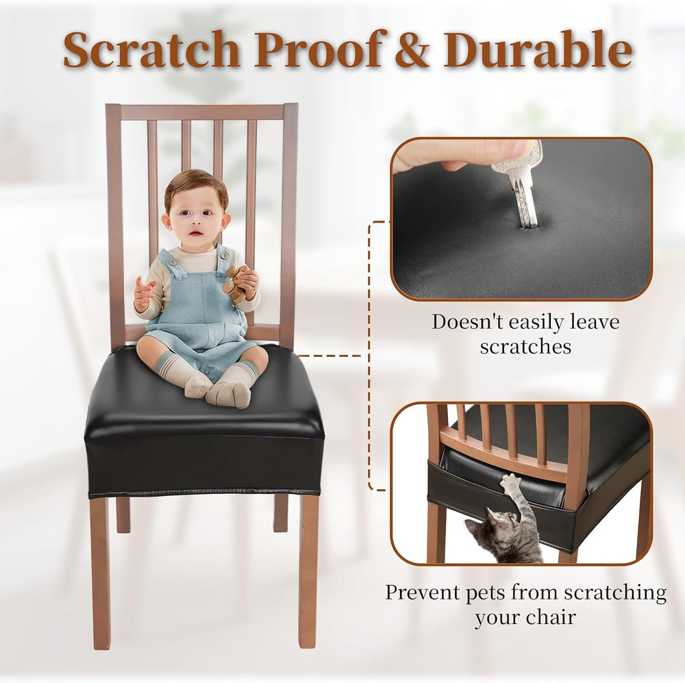Waterproof Dining Chair Seat Covers Leather Kitchen Seat Covers, Stain Resist...