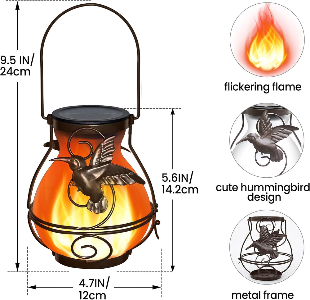 Solar Lanterns Outdoor Waterproof Hummingbird Hanging Solar Lantern