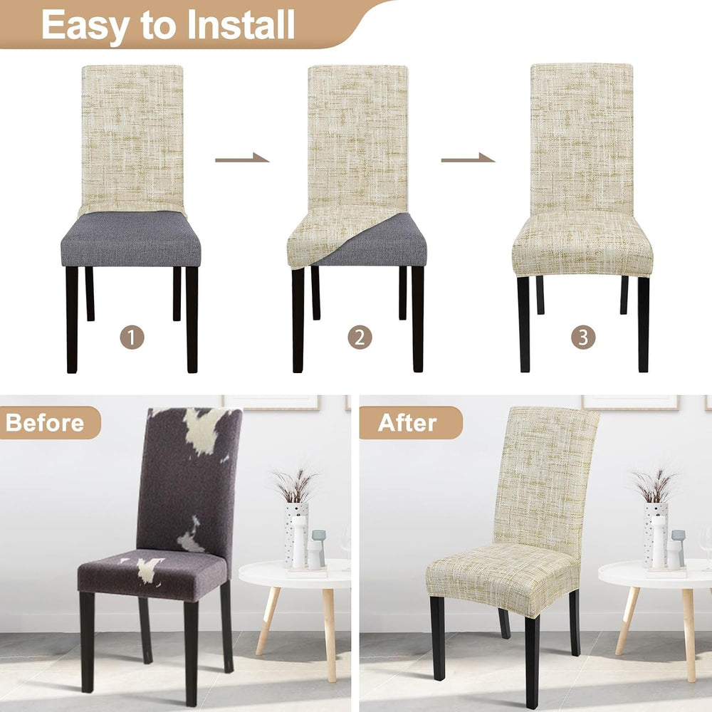 SearchI Dining Room Chair Covers Set of 8, Stretch Printed Parsons Chair Slip...