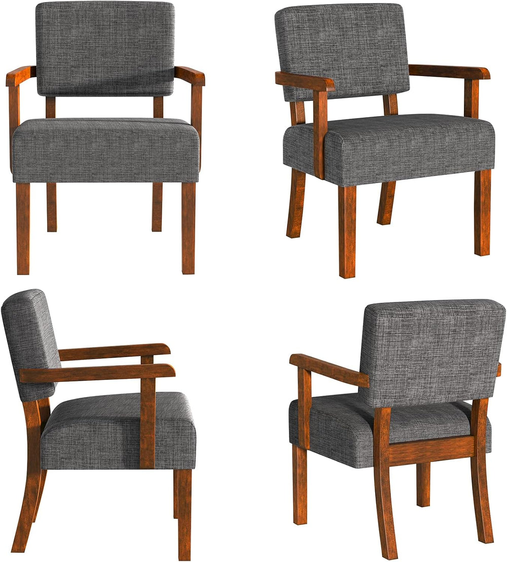FAGAGA Accent Chairs Set of 2, 2 Solid Wood Armchairs with Side Table
