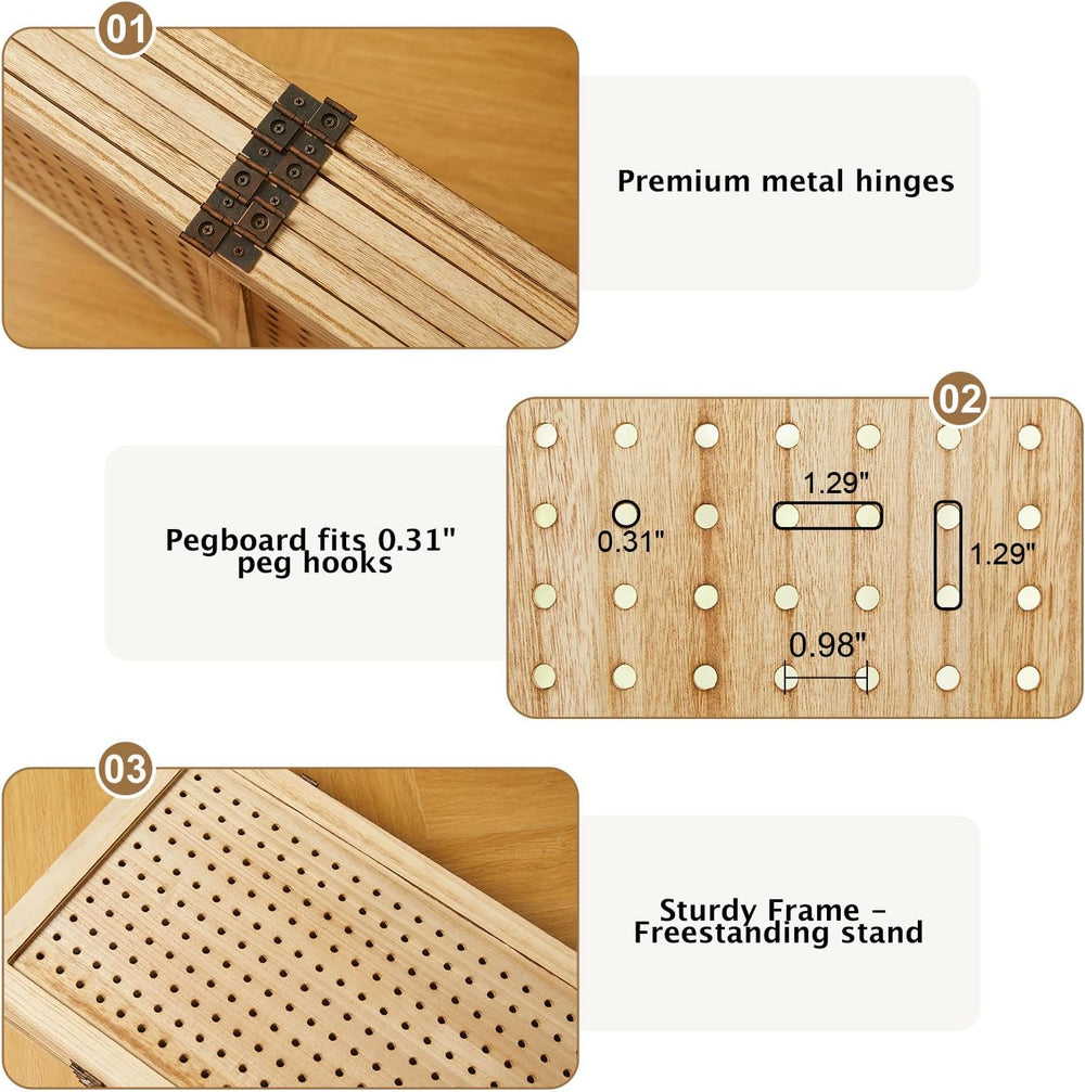 Pegboard Display, 5.6Ft Portable Freestanding Wall Organizer Wooden Room Divi...