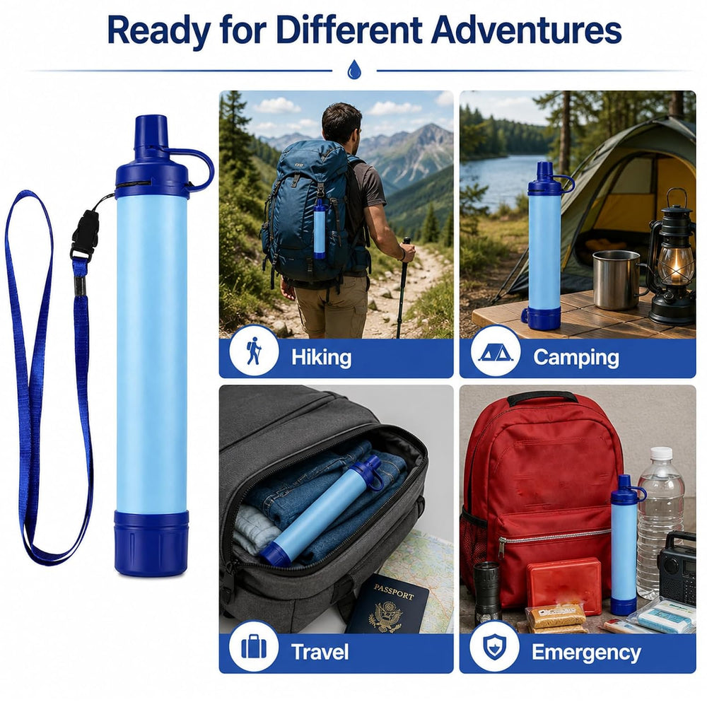 Emergency Water Filter Straw, Portable, Lightweight, for Hiking, Camping, Tra...