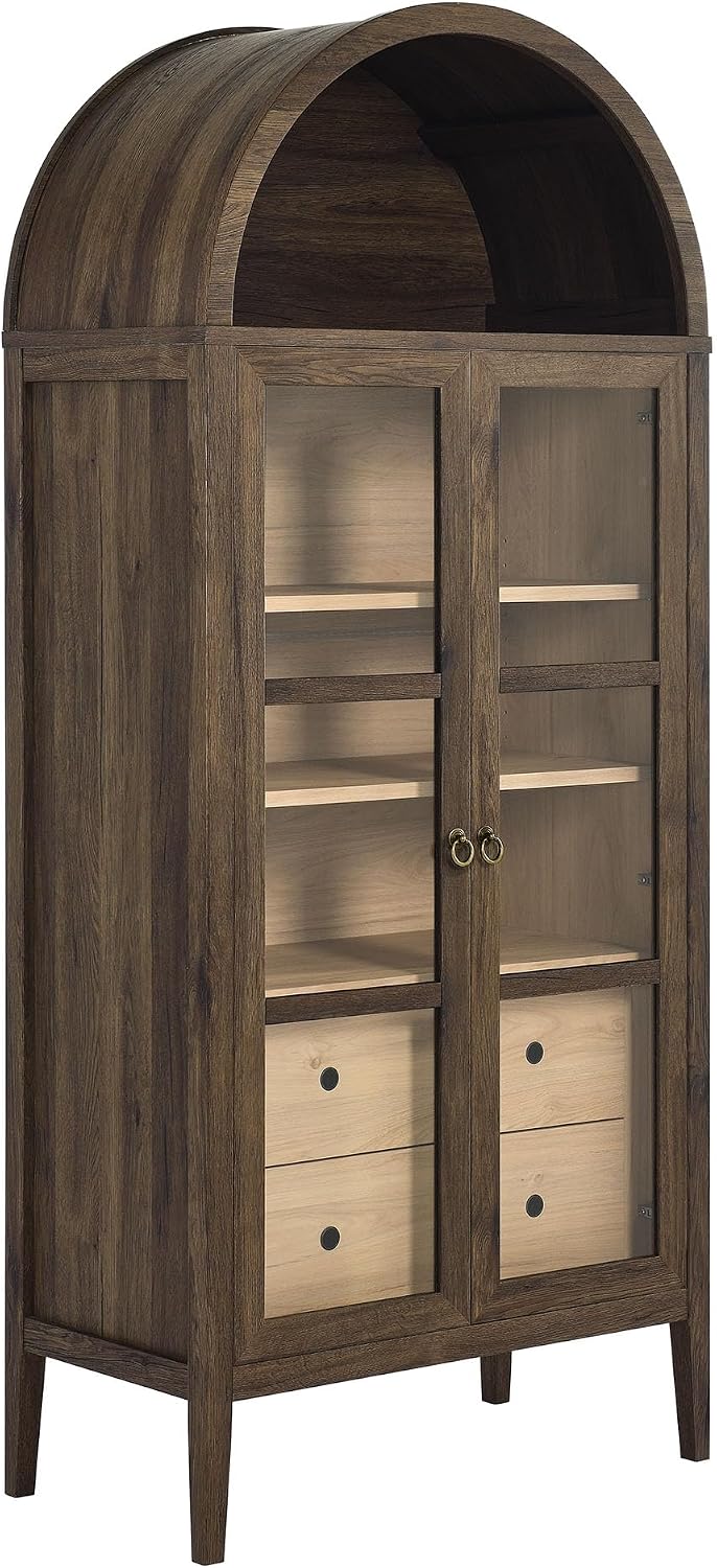 Modway Nolan Modern Farmhouse 71 Inch Tall Arched Storage Display Cabinet in ...