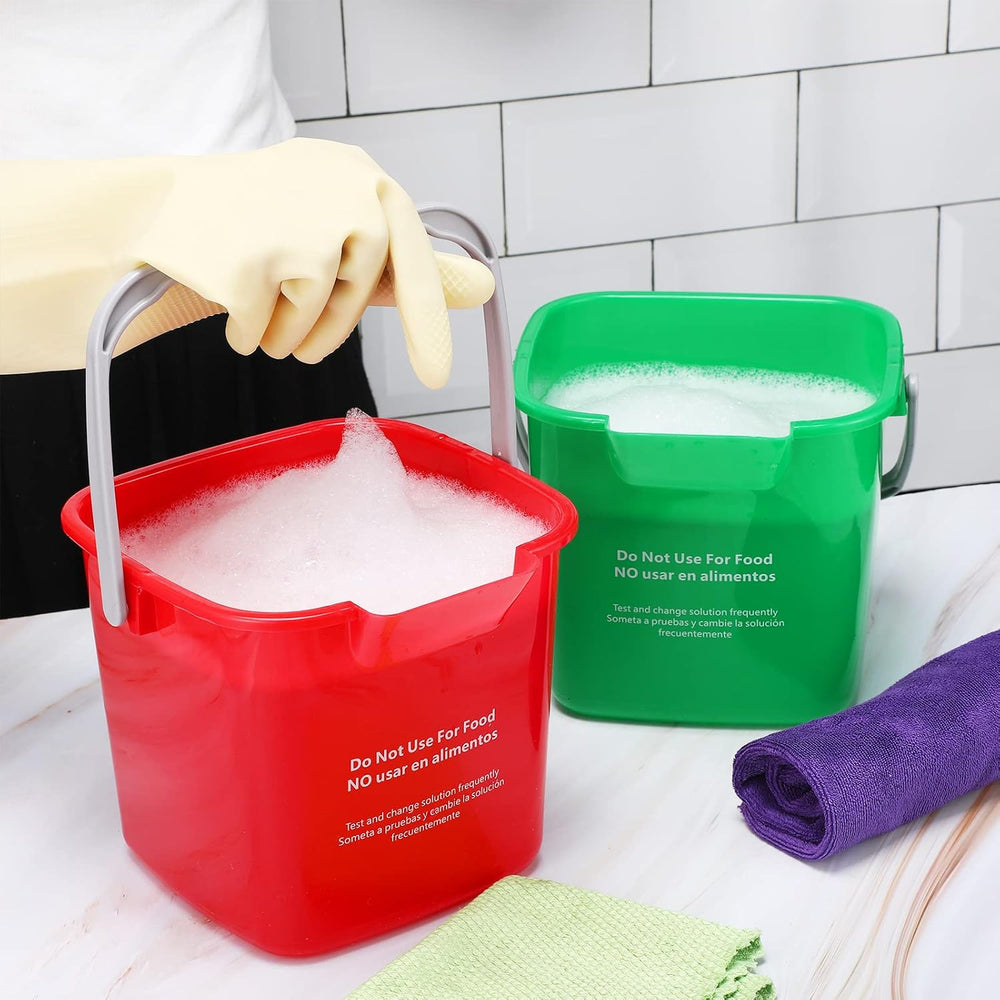 Roshtia 6 Pcs 3 Quart Sanitizing Cleaning Bucket Square,Green,Red