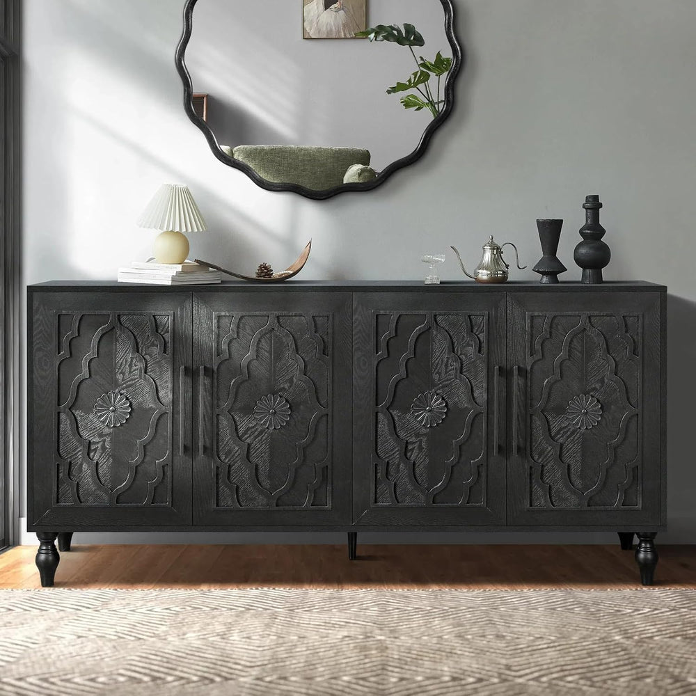 Sideboard Buffet Cabinet, Living Dining Room Accent Cabinet Black