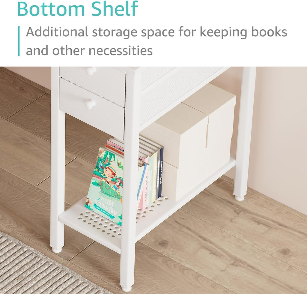 Lufeiya White Small Desk with Drawers - 40 Inch Computer Desk for Small Space Home Office, Modern Study Writing Table PC Desks