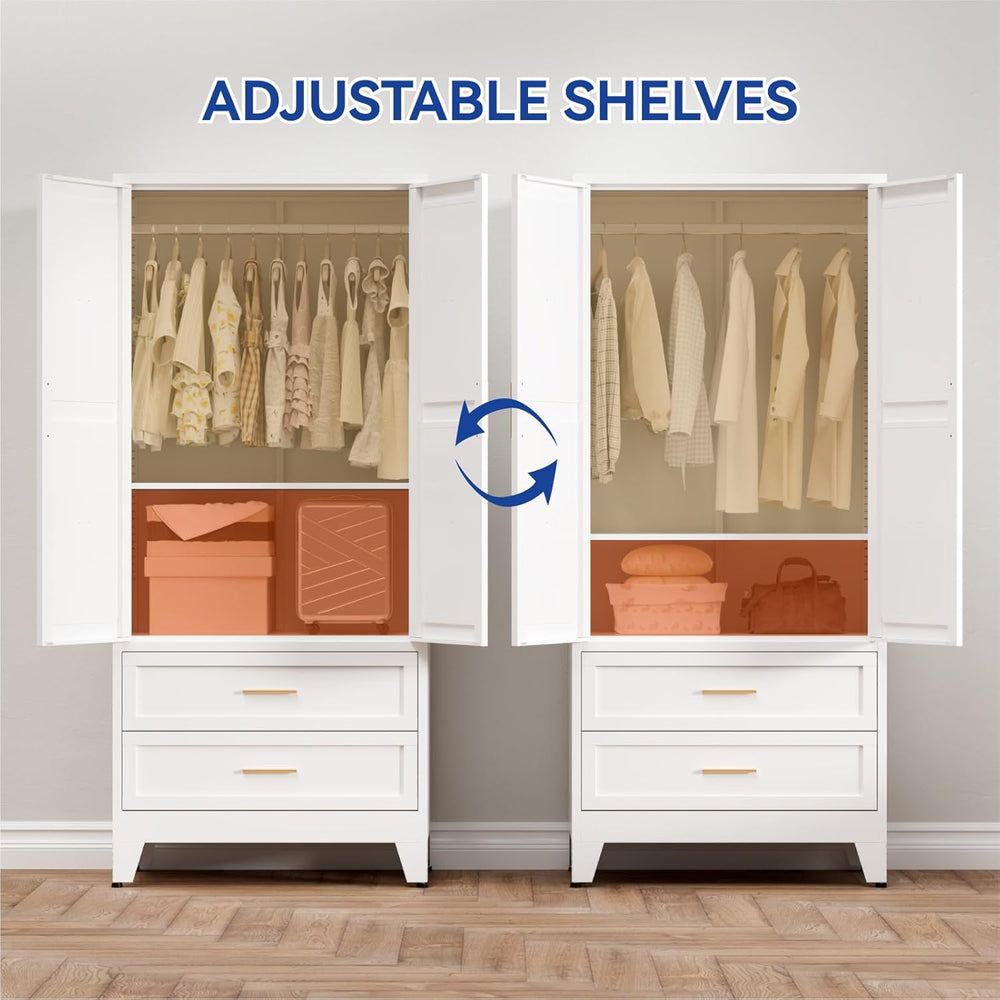 COFaR Armoire Wardrobe Closet with Drawers & Hanging Rod, 71'' Me...