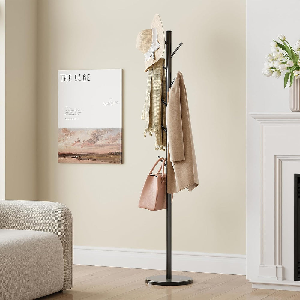 ELYKEN Coat Rack Freestanding, Metal Coat Rack with Natural Marble Base