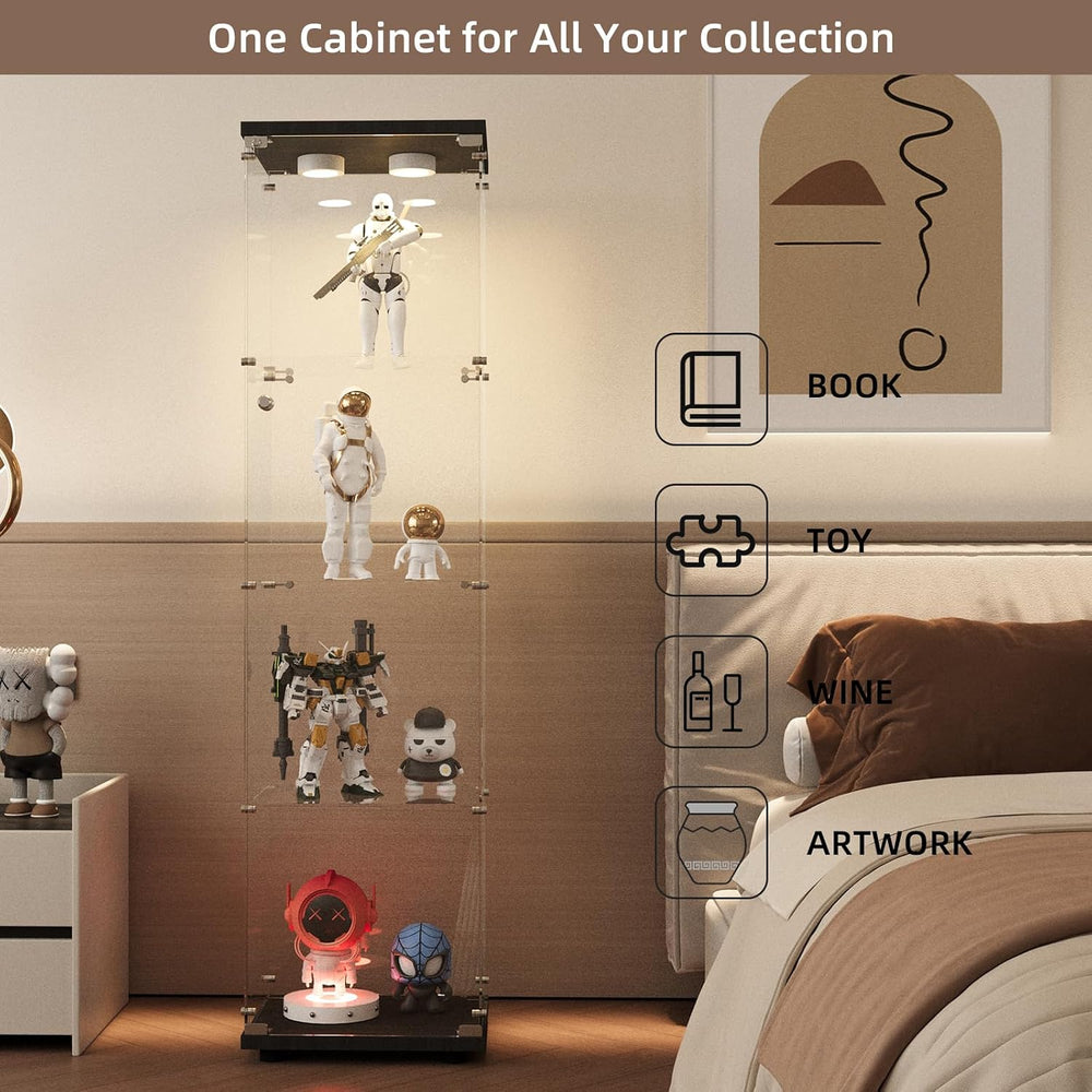 Beauty4U Glass Display Cabinet with 13-Color LED, 4-Tier Curio Cabinet