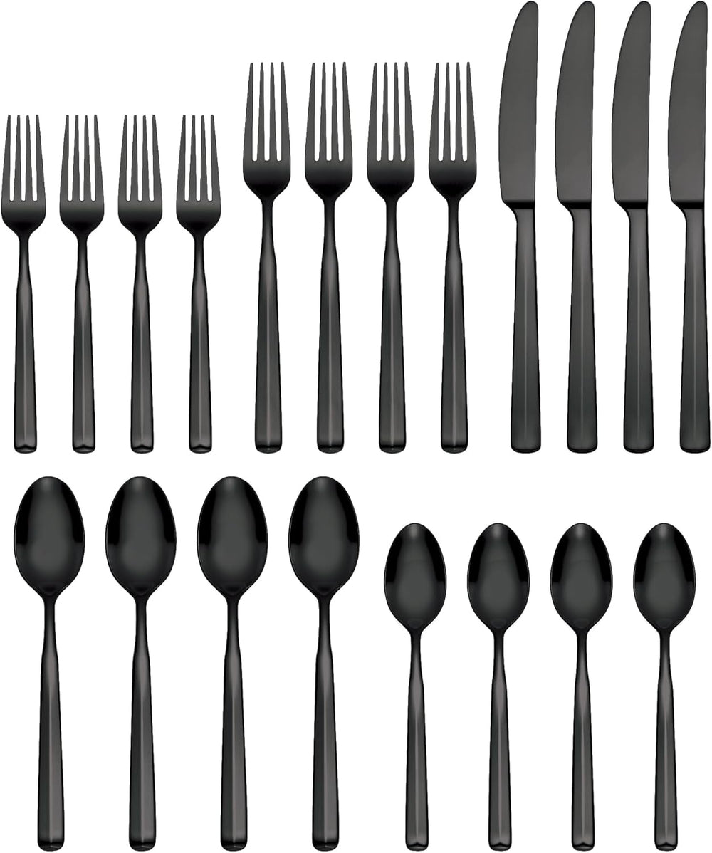 Oneida Ryder Black Satin 20-Piece 18/0 Silverware Set for 4, Flatware