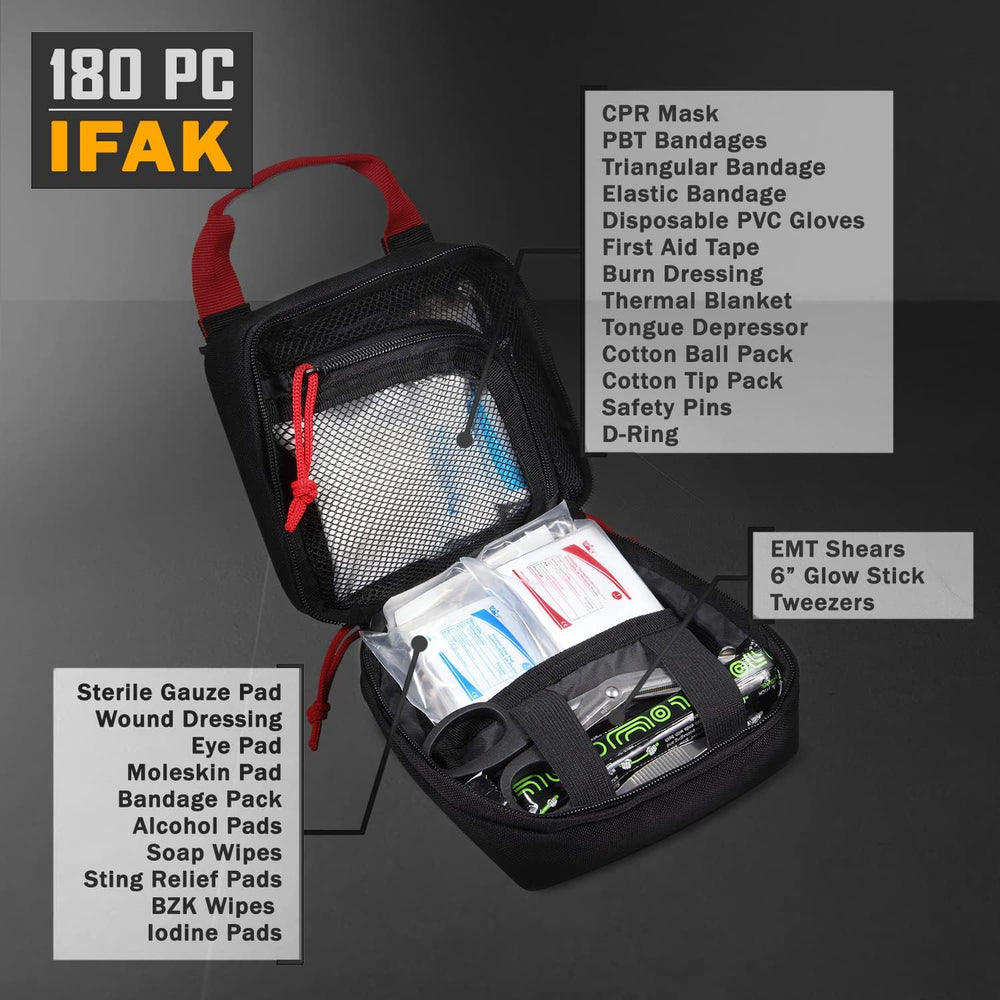 Everlit 180 Pieces Tactical First Aid Kit IFAK Molle EMT Pouch Outdoor Campin...