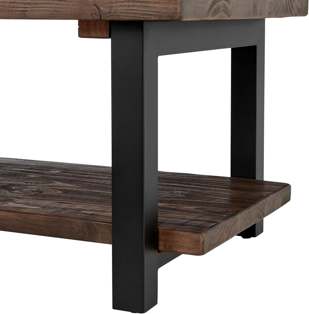 Alaterre Pomona 42 Inch Coffee Table with Storage Shelf, Rustic Natural
