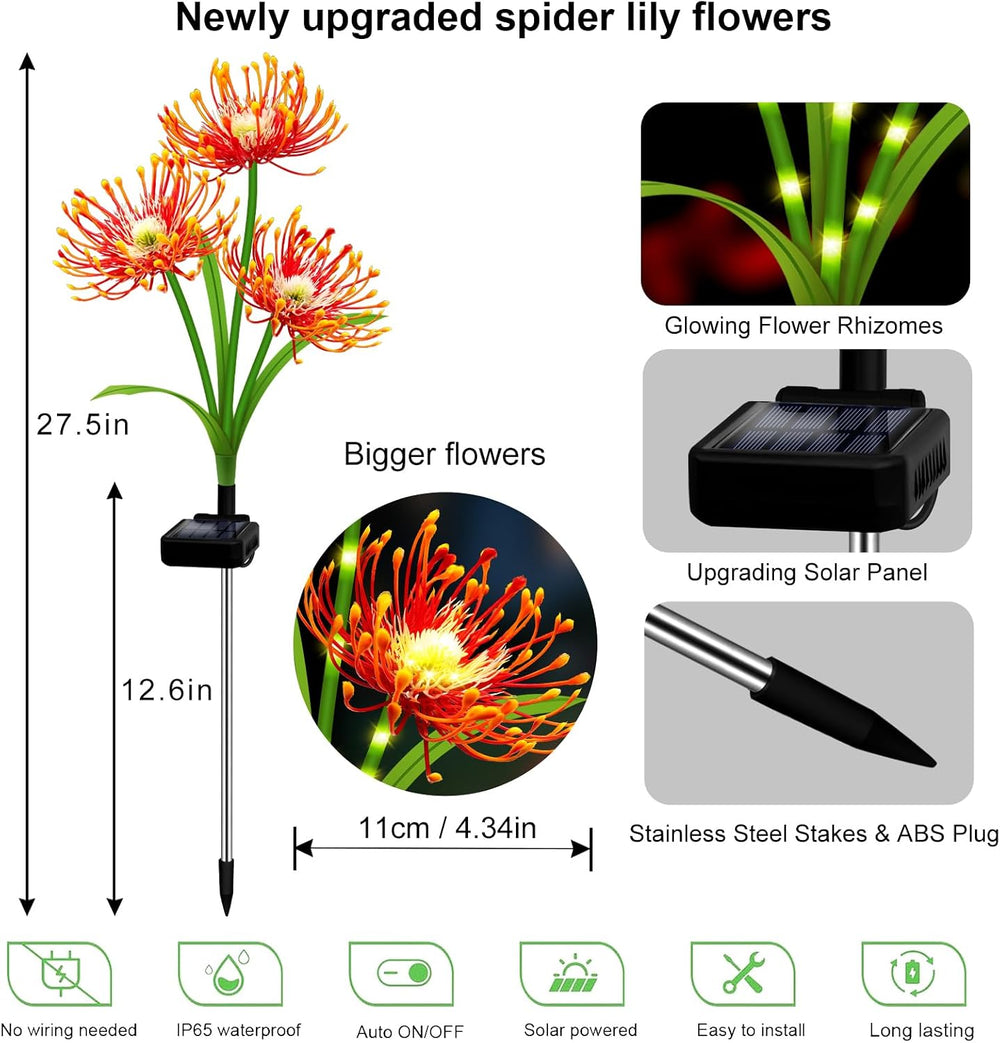 Solar Garden Flower Lights Outdoor,Fall Decor with Glowing Stems